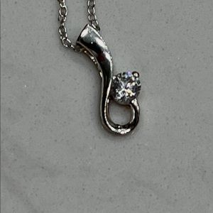 Sterling silver necklace with diamond pendant